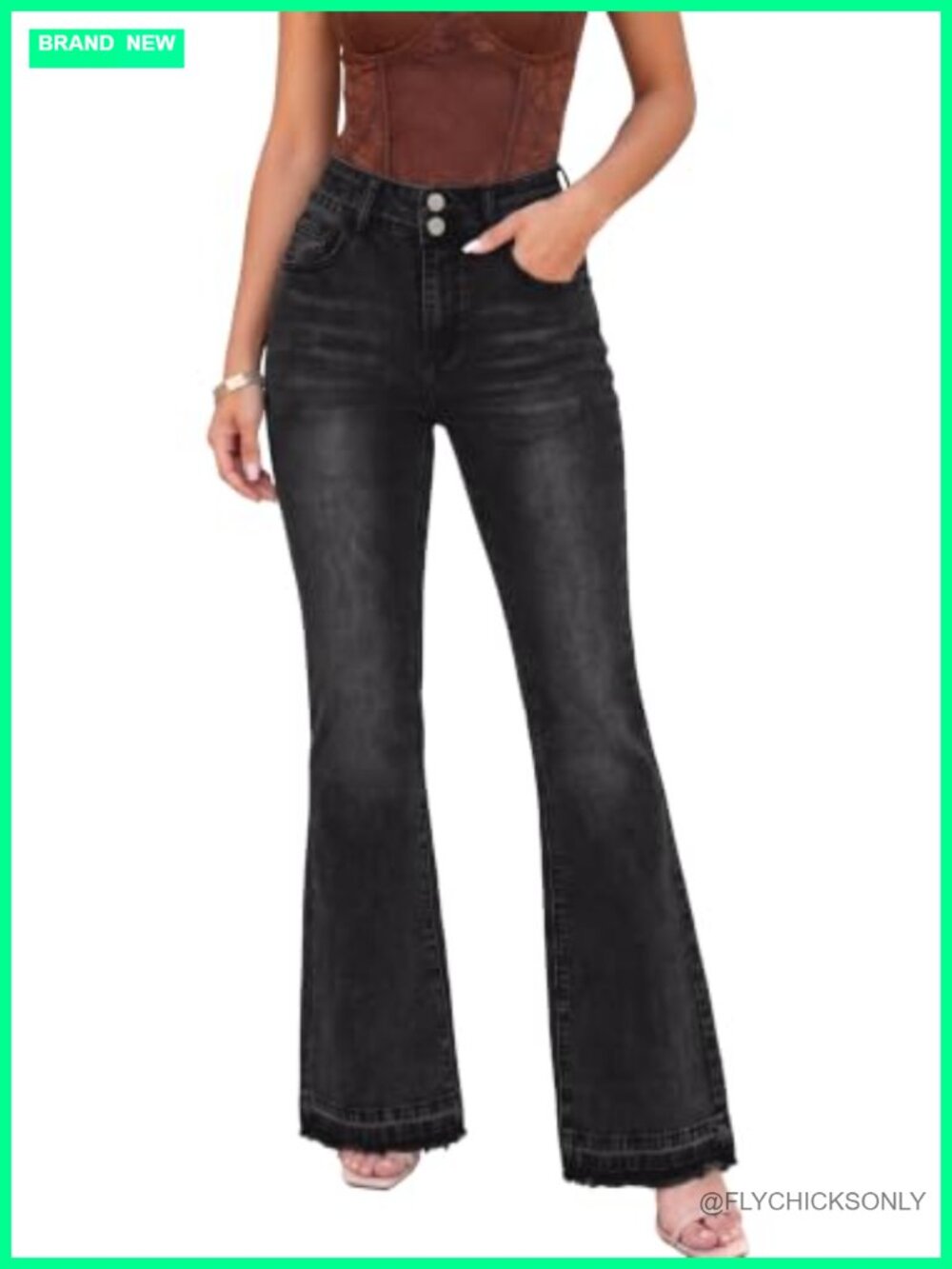 High Waisted Bootcut Jeans Stretchy Shaping Curvy Stretch Denim